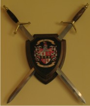 Sword Display Wall Plaque with Coat of Arms & Family Crest