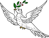 Simplistic Religious Symbol 9 Dove with Olive Branch