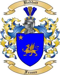 Baddett Family Crest from France
