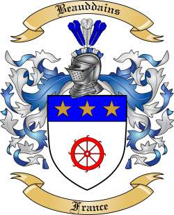 Beauddains Family Crest from France