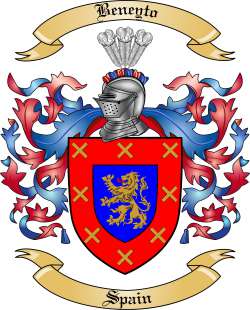 Beneyto Family Crest from Spain