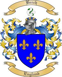 Berch Family Crest from England