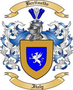 Bertinetto Family Crest from Italy