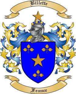 Billette Family Crest from France