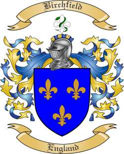 Birchfield Family Crest from England
