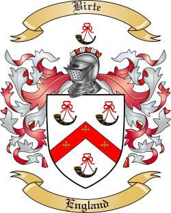 Birte Family Crest from England