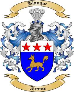 Blanque Family Crest from France