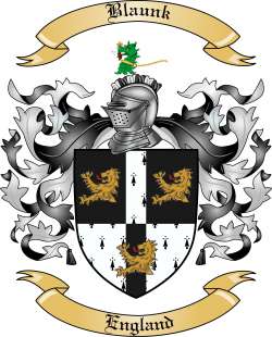 Blaunk Family Crest from England