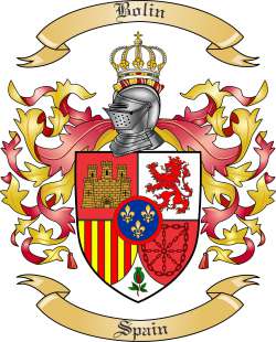 Bolin Family Crest from Spain