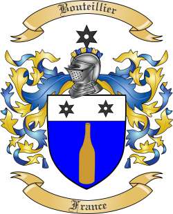 Bouteillier Family Crest from France