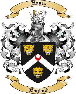 Hayes Family Crest from England