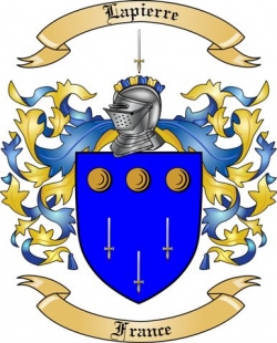 Lapierre Family Crest from France