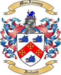 MacAneany Family Crest from Ireland