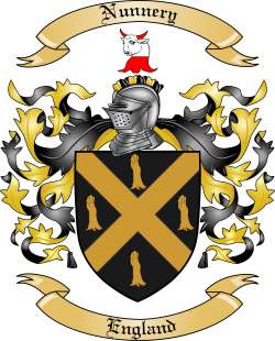 Nunnery Family Crest from England