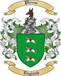 Phrese Family Crest from England