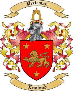 Preteman Family Crest from England