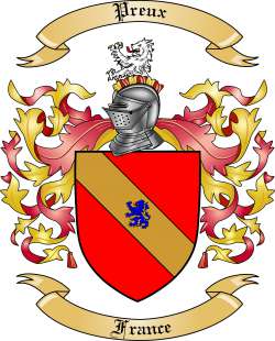 Preux Family Crest from France