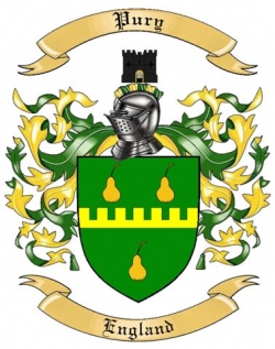 Pury Family Crest from England
