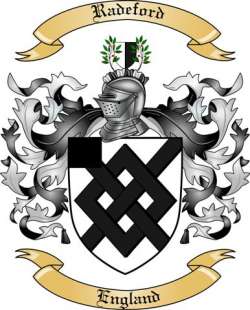 Radeford Family Crest from England