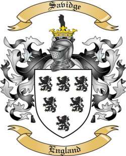 Savidge Family Crest from England