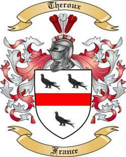Theroux Family Crest from France