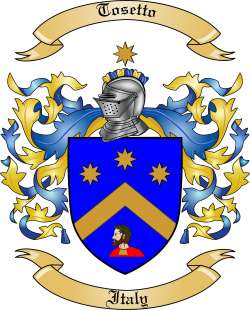 Tosetto Family Crest from Italy
