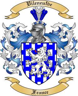 Vileneufve Family Crest from France
