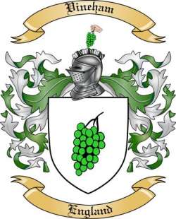 Vineham Family Crest from England