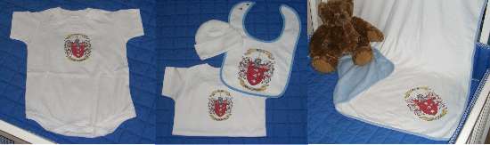Baby Gift Set Seven:  Onesie, Newborn Cap, T-Shirt, Bib and Baby Blanket