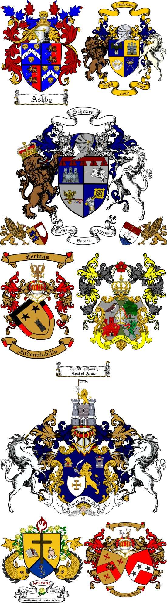 Personal or Family Coat of Arms Samples