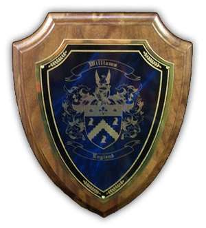 Medieval Coat of Arms Engraved on a Wooden Wall Plaque