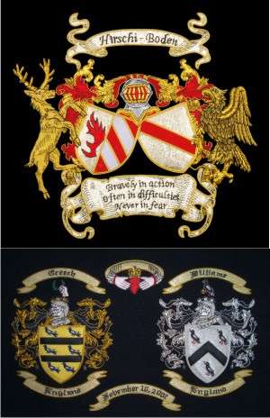 Embroidery Coat of Arms Wedding or Anniversary Gift