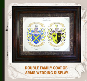 Double Family Coat of Arms Wedding Display.